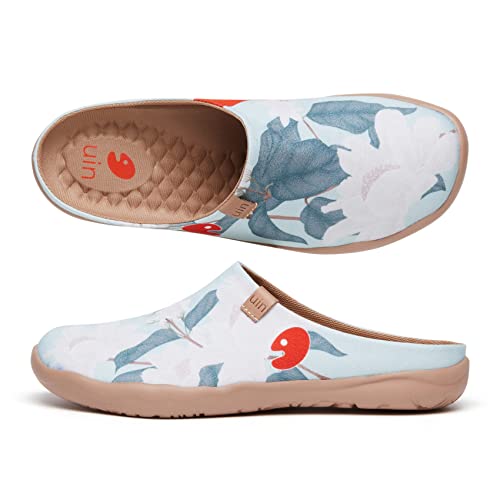 Image of UIN Slipper Woman Travel Art Painted Shoes Wide Toe Casual Home Slip On Mules Malaga