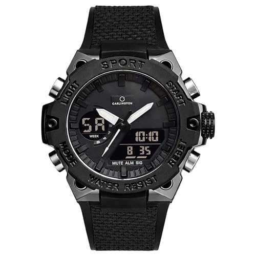 Image of Carlington Digital Sports Watch, Alarm, Stopwatch, Calendar, Water-Resistant, Shock-Resistant, Back Light Display Watch for Men