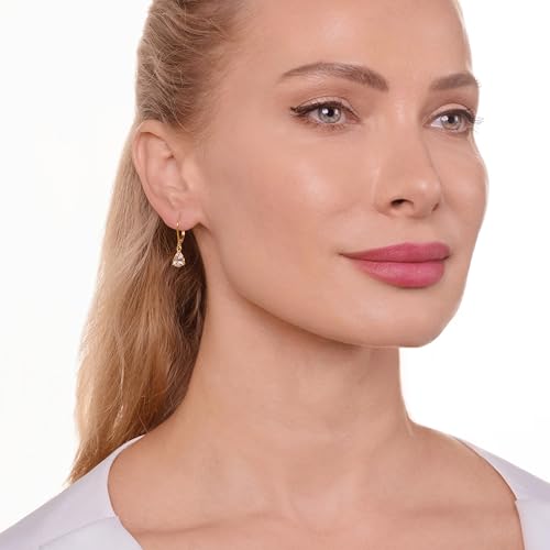 MORGAN & PAIGE .925 Sterling Silver 14K Yellow Gold Plated Pear Cut Genuine or Lab Created Birthstone Dangle Earrings for Women - Hypoallergenic Leverback Earrings for Women, Jewelry Gifts for Her2