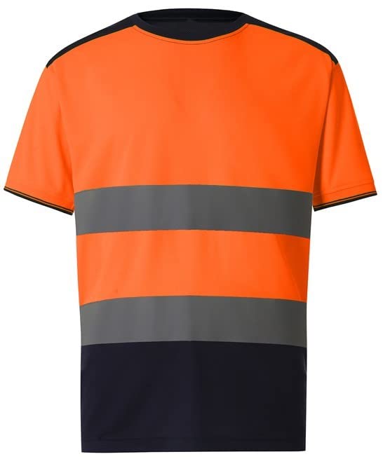 T-Shirt Haute Visibilité COOZO Bicolore Hommes pour Chantier et Travaux Extérieurs