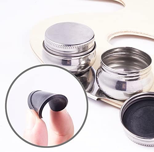Stainless Steel Palette Cup,Large Mouth Double Dipper with Lid and Clip, Oil Container for Acrylic or Oil Paint (Silver)