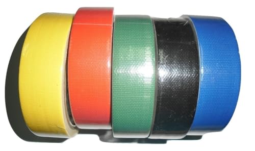 Yosogo Colored Book Binding Tape, Self-Adhesive Cloth Gum Tape, 5 Rolls, Multi-Color Pack (24 mm)