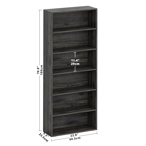 IRONCK Bookshelves and Bookcases Floor Standing 6 Tiers Display Storage Shelves 70 in Tall Bookcase Home Decor Furniture for Home Office, Living Room, Bed Room