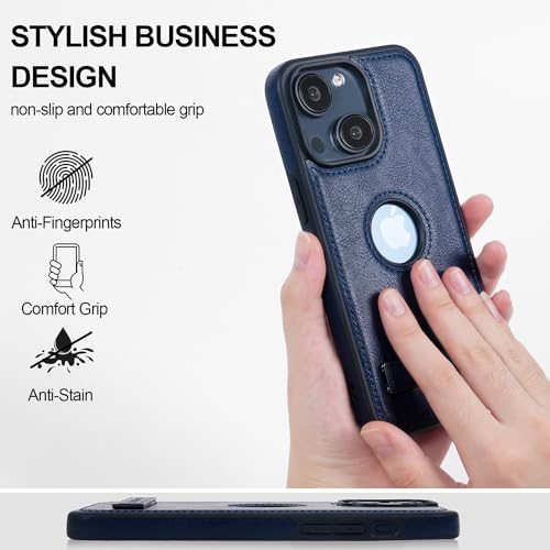 KSELF Leather Case for iPhone 15 Case, Thin Flexible Soft Grip Luxury Cover, Protective Slim with Kickstand Shockproof Phone Cases Compatible with iPhone 15 6.1''(Blue, for iPhone 15) by KSELF - Used condition - Image 3