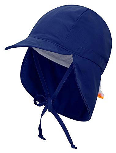 Livingston Toddler Beach Hat UPF 50+ UV Ray Sun Protection Baby Hat w/Neck Flap,Navy,0-12M