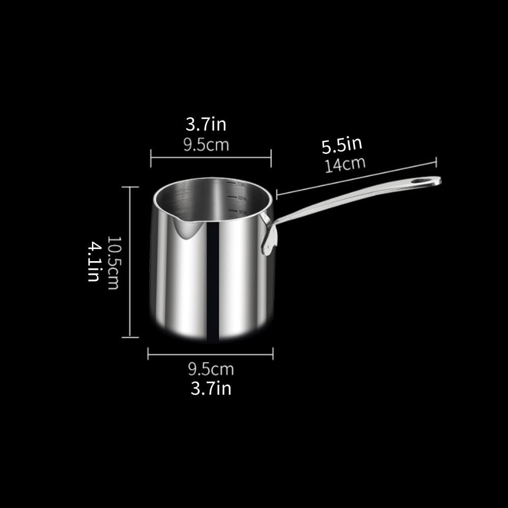 Butter Warmer Pot,Quick Heat Conduction Three Layers Stainless Steel Butter Warmer with Accurate Scales Hole (700ML)