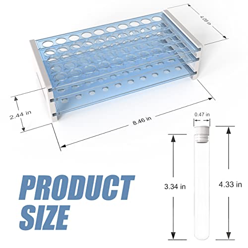 Joyclub 50pcs Test Tubes with Rack, 12x100 (8ml) Clear Test Tubes with Lids and Hole for Scientific Experiments, Halloween, Christmas, Scientific Themed Kids Party Supplies, Candy Storage