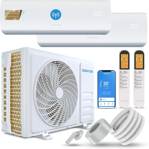 Danyon Multisplit Klimaanlage 2 Innengeräte - 18000 BTU - 5 2 kW sehr leise & energiesparend Smart Home Inverter Klimagerät mit Heizfunktion WiFi und App Splitgerät vorgefüllt (18000 BTU)