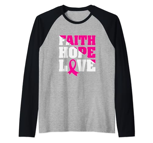 Faith Hope Love, cinta de concienciación sobre el cáncer de mama Camiseta Manga Raglan