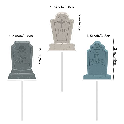 Kkbes 24 Pieces Tombstone Cupcake Toppers Halloween Cupcake Topper Appetizer Picks For Halloween Party Supplies #TOP2