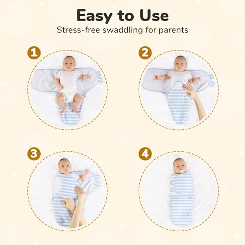 Image of Mama Cheetah 100% Organic Cotton Baby Swaddle Sleep Sack 3-Pack, Infant Swaddling Blanket Wrap, Easy Swaddles for Boy, Large (3-6 Months)