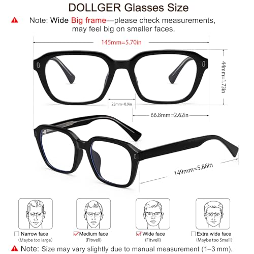 Image of Dollger Blue Light Glasses Men Vintage Thick-Framed Rectangle Non-Prescription, For Computer,Gaming, Phone Use
