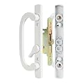 MaxxGeek Sliding Patio Door Handle Set with Mortise Lock, Zinc Diecast, Offset Thumbturn, Fits 1-5/8" to 1-3/4" Door Thick, 3-15/16" Hole Spacing, Non-Handed, White