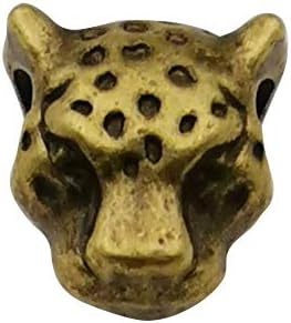 30pcs Antique Silver Bronze Gold Mix Leopard Head Loose Spacer Bead Craft Supplies Charms Pendants for Jewelry Findings Making Accessory for DIY Bracelet Necklace (M194)