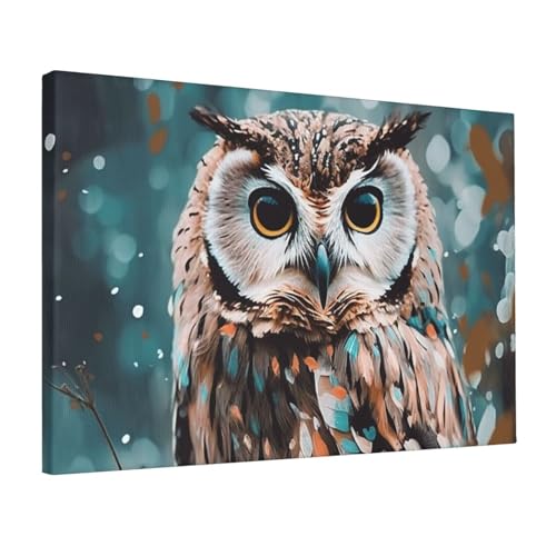 Impression toile hibou mignon 30x45 cm pour decoration de salon