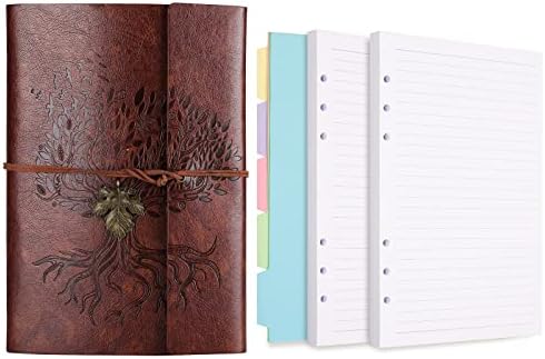 Billtigif A5 Refillable Leather Journal Notebook and 280pages Refill Paper