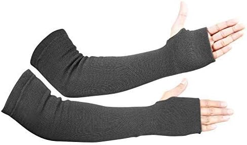 Cut/Scratch Resistant Kevlar Arm Sleeves with Thumb Hole - 18 inches, Black, 18 "