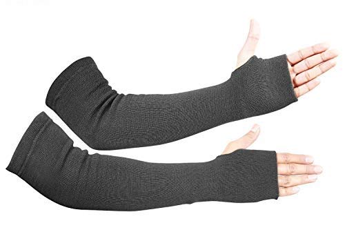 BSV Kevlar Sleeves- Heat, Scratch, Cut & Knife Resistant Arm Protective Sleeves with Thumb Hole- Arm Safety Mechanic Sleeves- Long Arm Guard Protector for Work- Bite Proof- 18 Inches, Black, 1 Pair