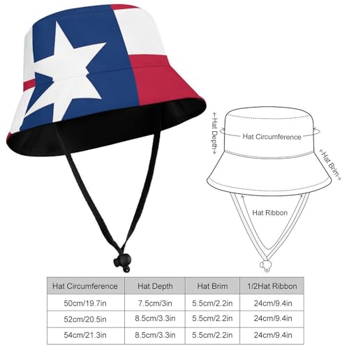 Texas State FlagChildren's Bucket Hat for Boys and Girls, Breathable Summer Beach Hat52cm2