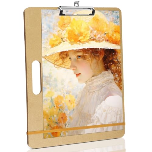 Mkobon 13' x 17' Sketch Drawing Board, Art Board with Handle, Sturdy Clip and Rubber Band, Portable Artist Clipboard Easel for Adults, Classroom, Studio Drafting, Watercolor, Painting Supplies Stuff