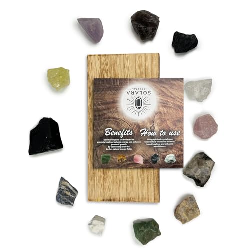 Solara Crystal Large Gift Set - 12 Healing Crystals for Energy Cleansing & Meditation, Spiritual Gifts for Women, Reiki & Crystal Lovers - Crystal Booklet Included - Image 3