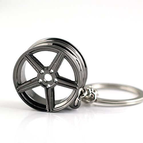 Image of maycom Creative Hot Auto Part Model for MB Wheel Rim Tyre Keychain Keyring Key Chain Ring Keyfob (Black)