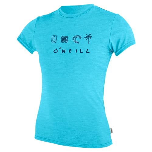 Image of O'Neill Girl's Hybrid Short Sleeve Sun Shirt, UPF 50+ Sun Protection, Rash Prevention for Surfing and All Water Activities