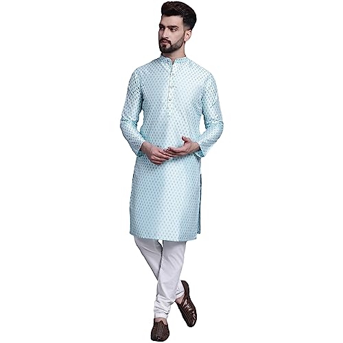 Kurta crème imprimé et pyjama SOJANYA pour homme en mélange de soie