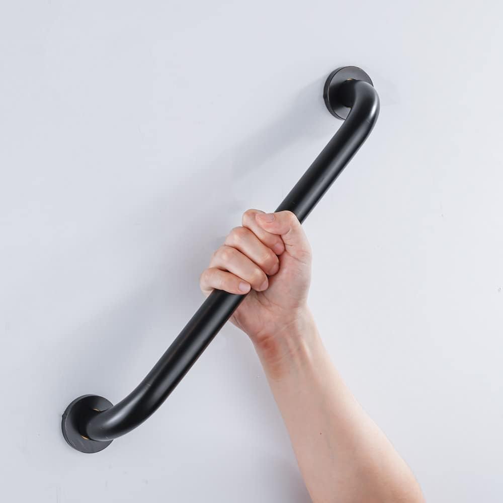 16-Inch Grab Bar for Hotel/Motel/Home Shower Safety, Solid Brass, Oil Rubbed Bronze/Black, Heavy-Duty Construction Armrest, Bathroom Bathtub Handrail