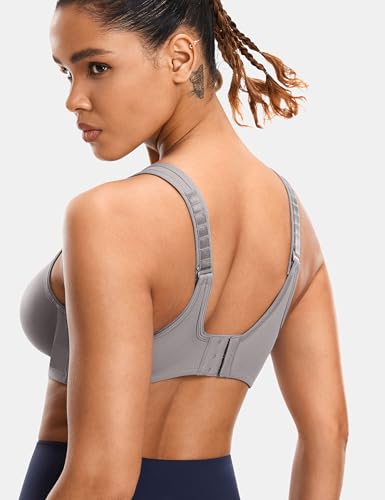 Image of SYROKAN Women's Max Control Underwire Sports Bra High Impact Plus Size with Adjustable Straps Unlined Bra