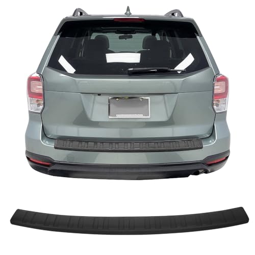 Illuminated Cargo Sill - 2019-2024 Subaru Ascent 4 IKON MOTORSPORTS, Rear Bumper Protector Compatible with 2014-2018 Subaru Forester, Unpainted Black PP Polypropylene Waterproof Cargo Trunk Bumper Guard Sill Step Plate Pad Cover Trim