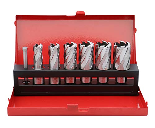 Accusize Industrial Tools 7 Pc H.s.s. Annular Cutters, 1'' Depth Cutting, With Weldon Shank 3/4'' And A Pilot Pin, Bd01-0000 #TOP14