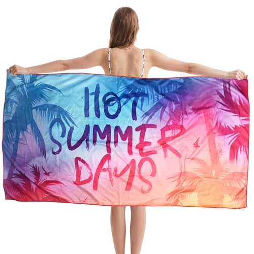 Tolenre Strandtuch Mikrofaser Handtuch Groß 90x180cm, Strand Handtücher Groß, Mikrofaser Schnelltrocknend Leicht, Badetuch Strandtuch Sandfrei, für Damen Herren Reise Urlaub Schwimmen Sauna Yoga