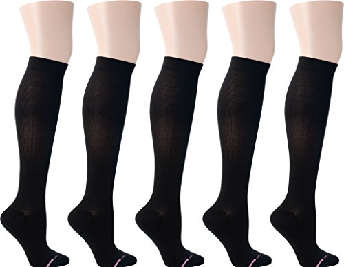 Dr. Motion Women's Half-Cushion Compression Socks 5 Pairs (Black)