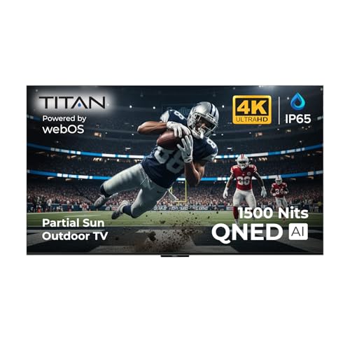 Image of Titan L200 QNED 86 Inch Outdoor TV, Partial Sun, IP65 Smart Weatherproof TV, 4K HDR, 120 Hz, Web AI OS, 1500 Nits, Wi-Fi 6E, Dolby Digital, Outdoor TV Cover, Slim Bezel, 2 Yr Wty