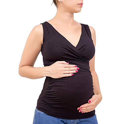 BLUSA GESTANTE REGATA AMAMENTAÇÃO VISCOLYCRA PRETO - P >