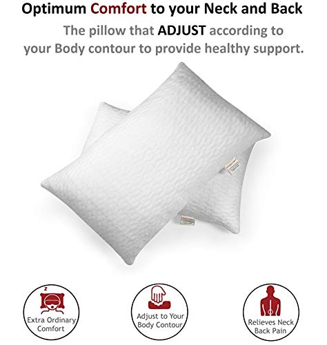 Image of 2 Pieces 400 GSM Breathable Fabric Soft Fluffy Sleeping Pillows (17 inch x 27 inch, 43.18 cm x 68.58 cm, White)