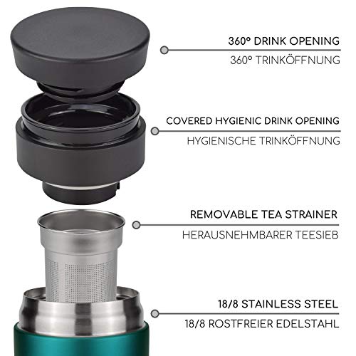 Milu Taza aislante de café y té para llevar - 350ml, 450ml 100% a prueba de fugas - acero inoxidable para beber - vaso… - Imagen 4