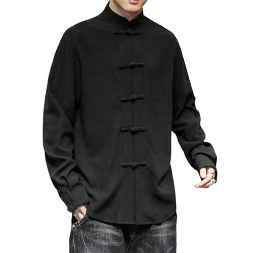 Cardigan style chinois en coton lin veste homme premium manches longues