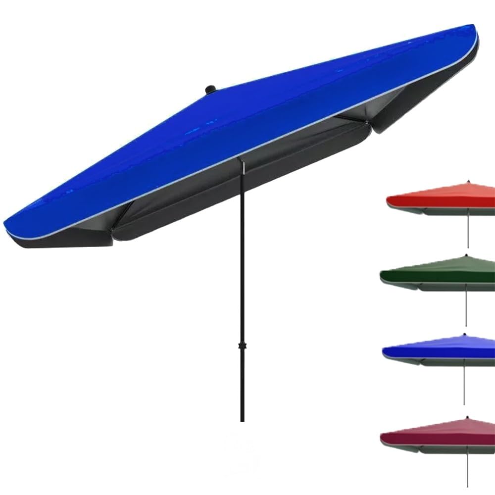 Ombrellone Da Mare Ombrellone Da Mercato Altezza Regolabile | 200×200cm 180×220cm Ombrellone Dritto Ombrellone Da Balcone Inclinabile Rettangolare 4 Stecche