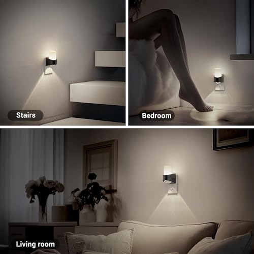 Image of JandCase LED Night Lights Plug into Wall, Decorative Night Light with Dusk to Dawn Sensor, Adjustable Brightness, 5000K Daylight White Nightlight Plug in for Kids, Bathroom, Hallway, Bedroom, Stairway