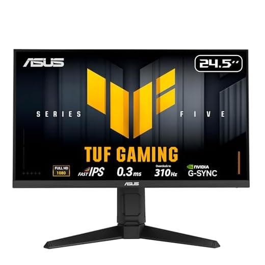 ASUS TUF Gaming Series 5 24.5” 1080P Gaming Monitor (VG259QMRL5A) - Full HD, Fast-IPS Panel, 310Hz, 0.3ms, DisplayHDR400, 99% sRGB, Height Adjustable, DisplayWidget, Gaming AI, 3 yr Warranty