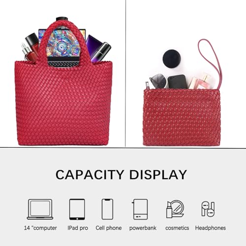 Image of JINMANXUE Fashion Woven Bag Shopper Bag Travel Handbags and Purses Women Tote Bag Large Capacity Shoulder Bags