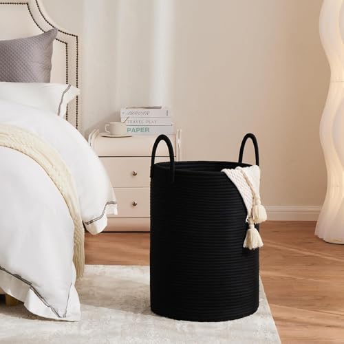 Image of Laundry Basket for Clothes | Toy Storage Basket | Storage Basket for Living room | Cotton Rope Basket Multi-Purpose | Extra Large Laundry Basket | Dirty Cloth Baskets Jute | 38x38x46 cm