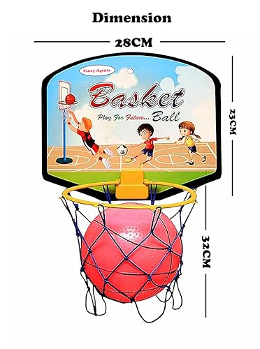 Image of Basket Ball for Kids for Boys /Girls| Premium Basketball|Basketball Portable Set with Hanging Board, Ring Net for Indoor and Outdoor Games| Birthday & Return Gift Set Standard