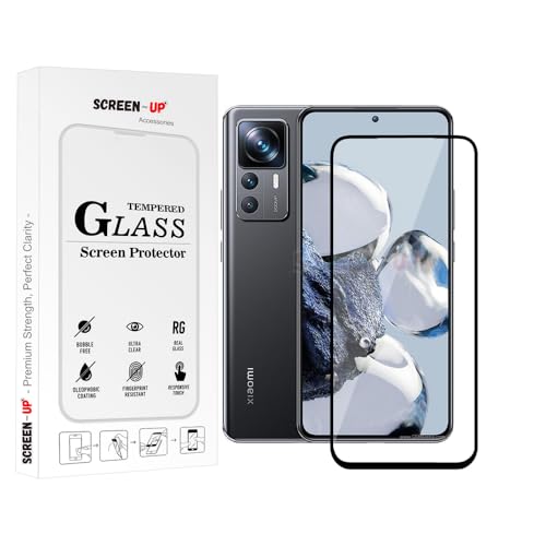 Image of ScreenUp Tempered Glass For Xiaomi 12T Pro - Ultra Clear, 9H Scratch Resistant, Full Coverage, Easy Install Screen Protector