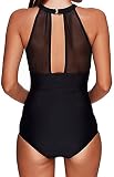 Laorchid strój kąpielowy dla kobiet push up strój kąpielowy damskie wysoki stan seksowne strój kąpielowy dla kobiet Padded Czarny z siateczką na piersi 3XL