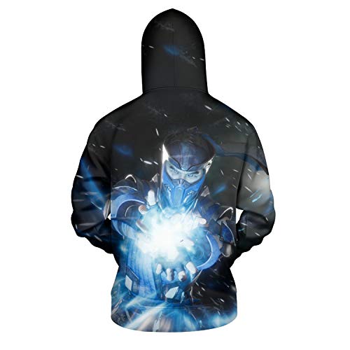Unisex 3D Creative Graphic Hooded Sweatshirt Leisure Mortal-Kombat-Sub-Zero-Blue-1- Pullover Hoodies Cool Hoodies #TOP1