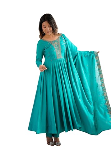 Image of ZUVAANYA Ready To Wear Indian /Pakistani Party Wear Women's Embroidery Faux Georgette Anarkali Floral Gown For Women