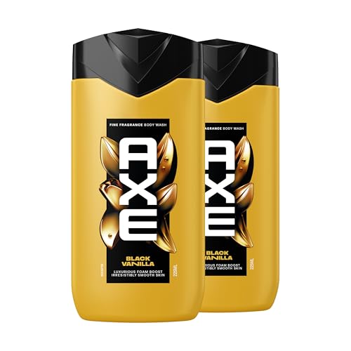 AXE Gel Douche Homme Ultime Black Vanilla - 12h de fraîcheur - parfum frais et gourmand de vanille, orange et bois de santal - lot de 2x225ml
